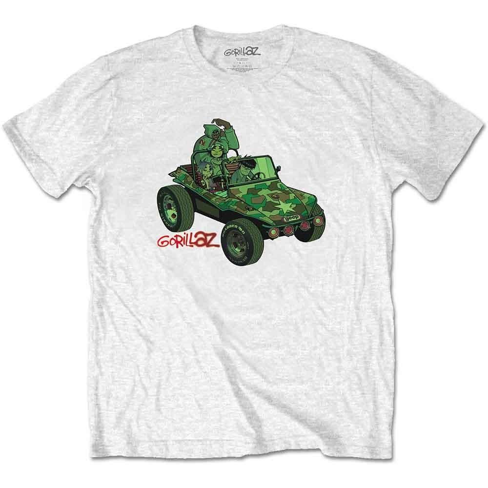 Gorillaz T-Shirt Green Jeep Rock Official New White