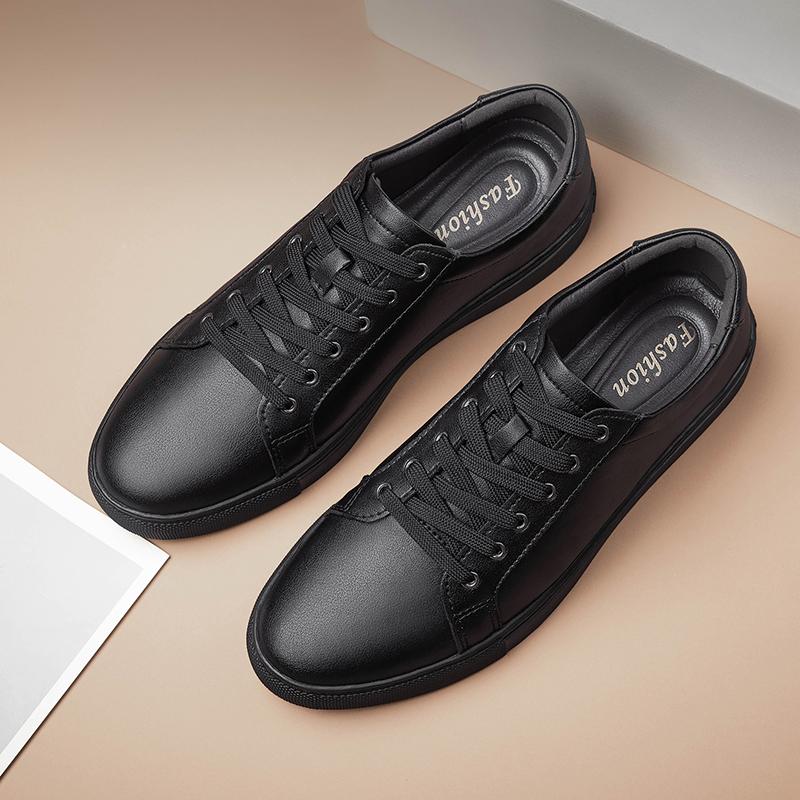 New Fashion Sneakers Men Shoes Leather Mens Casual Shoes Flat Male Footwear Classic Black White Shoes Tenis Masculino Skateboard