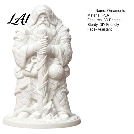 DIY Crafting Project 3D Printed Beggar Monk Figurine Unpainted White Statue Vintage Resin Ornaments Wandering Elder Sculpture Creative Home