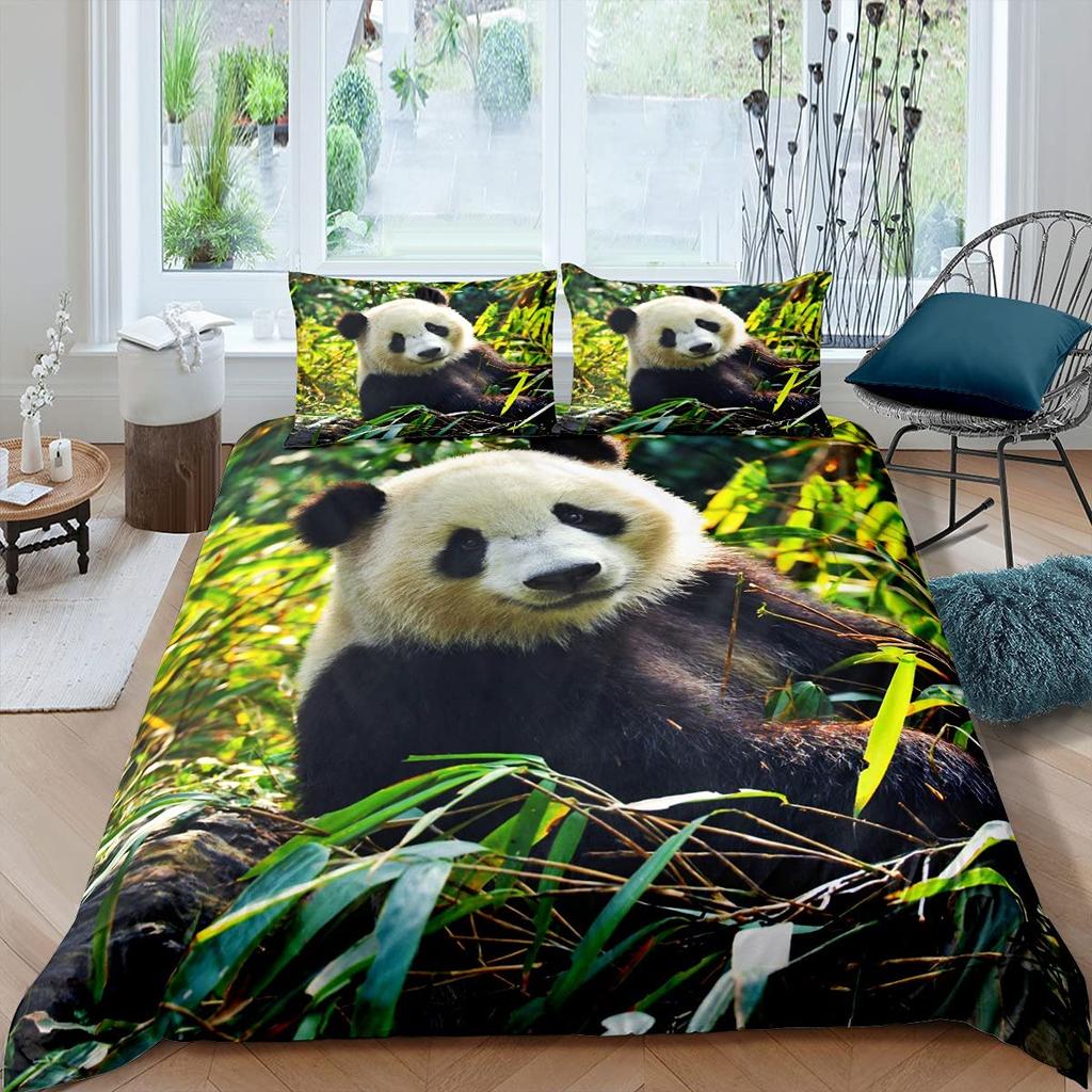3D Панда одеяло покрывало королевского размера милый Панда пододеяльник бамбуковый комплект постельного белья пододеяльник для детей мальчиков девочек подростков 3 предмета
