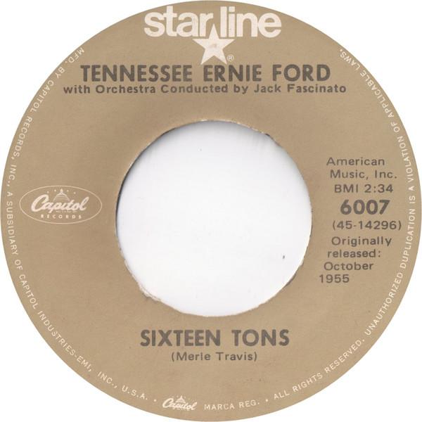 7-дюймовая пластинка TENNESSEE ERNIE FORD - Sixteen Tons / Mule Train 6007 Capitol Records UK Rock Б/у