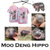 Moo Deng Tiny Baby Hippo Star Thailand Cute Pygmy Hippo Unisex Men Women Kid T-Shirt Print Short Sleeve Round Neck Pink