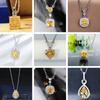 Women'S Sparkling Yellow Cubic Zirconia Necklace Luxury Fashion Jewelry For Wedding Anniversary Party Accessory Gift
