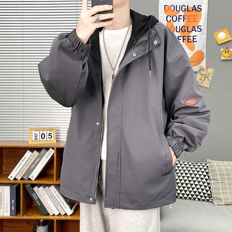 Осенняя свободная куртка большого размера из двух частей, мужская, в стиле Гонконга, студенческая, повседневная, универсальная, модная, трендовая, верхняя часть