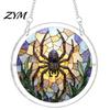 Indoor Outdoor Festive Wall Sign Halloween Acrylic Puzzle Window Suncatcher, Stained Glass Style Hanging Ornament Colorful Light Refracting with Metal