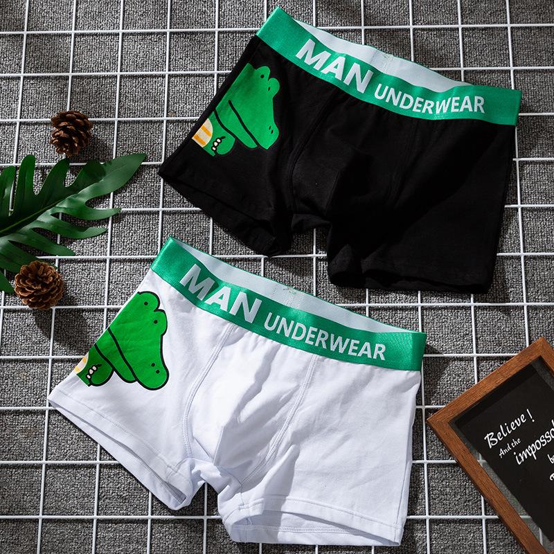 Мужские удобные хлопковые боксеры-брифы с мультяшным принтом крокодила