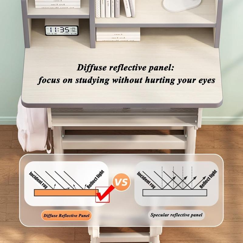 Детский комплект письменного стола и стула, регулируемый по высоте, сверхпрочный, вместительный, стул для учебы с крючком для школьной сумки 45 х 70 см