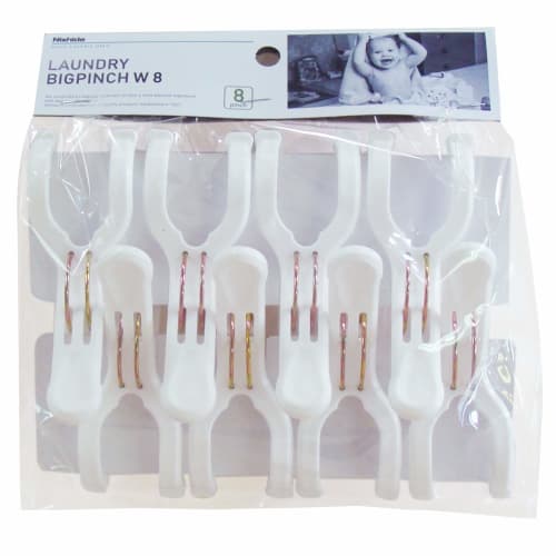 Nishida Big Rod Pinch, Double Spring, Pack of 8, NST2 222851, 4cm Wide x 7.3cm Deep x 11cm High, White