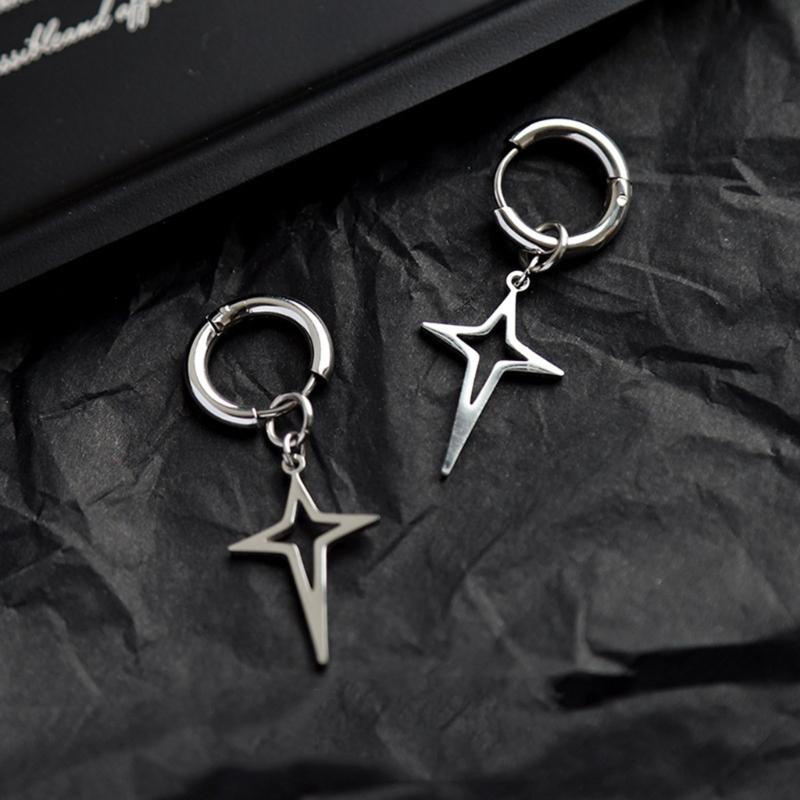 Hollow Hoop Earring Big-Star Earrings Stud Earring Stainless Steel Earring Women Jewelry Star Inverted Triangle-Earring