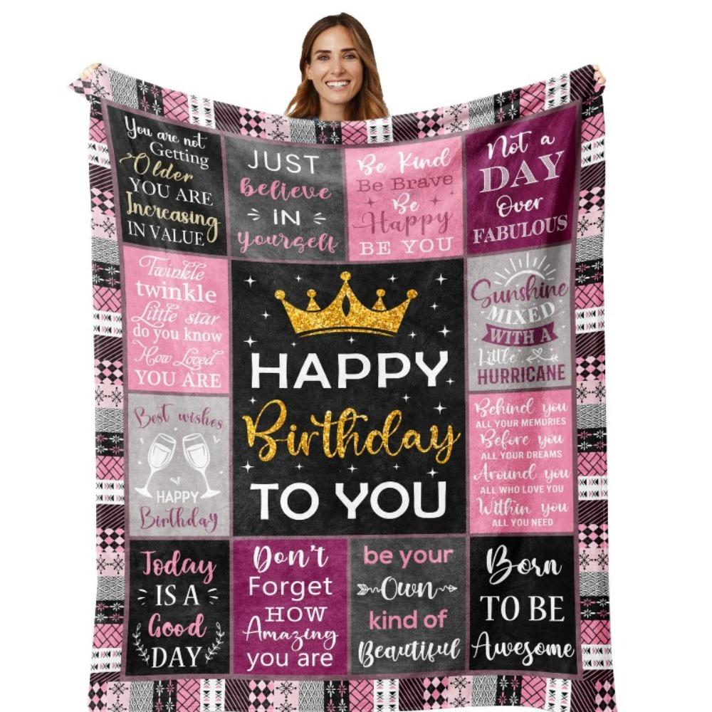 80th Birthday Gift Blanket Print Soft and Comfortable Flannel Blanket for Sofa Bed Living Room