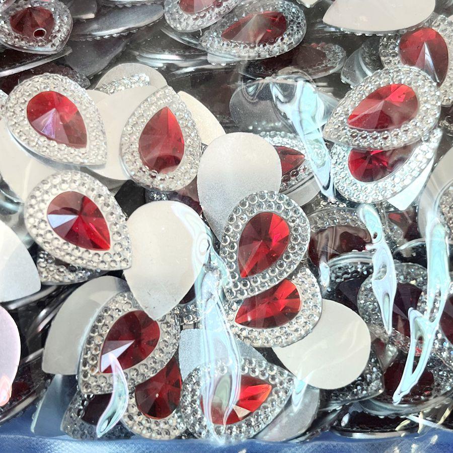 50 шт. темно-синих/алых каплевидных смоляных стразов 13*18 мм с плоской задней стороной, подходят для изготовления ювелирных изделий, DIY украшений