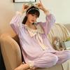 Autumn Winter Women Korean Temperament Retro Sweet Long-sleeved Cotton Pajamas Set Nordic Fashion Palace Style Princess Style Home Clothes