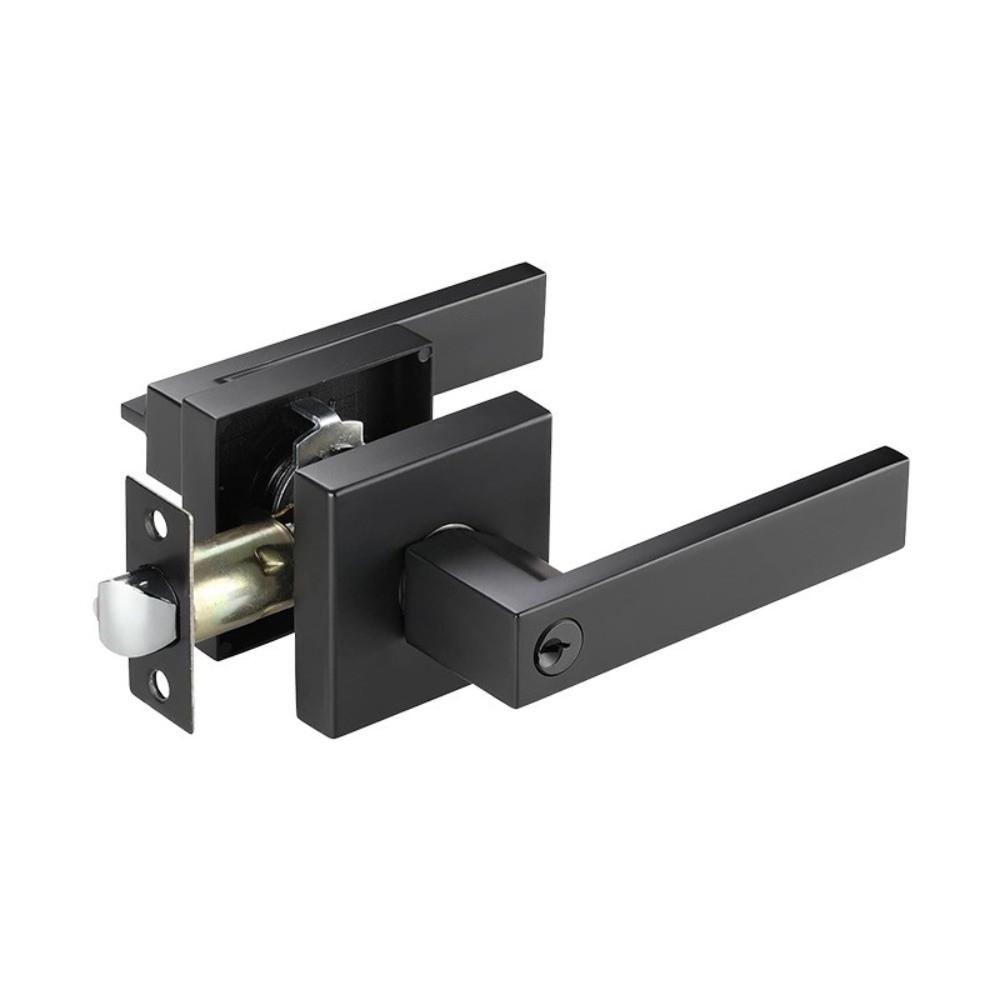 Square Three-pole Handle Lock Aluminum Zinc Zinc Alloy Interior Bedroom Burglar Lock Bathroom