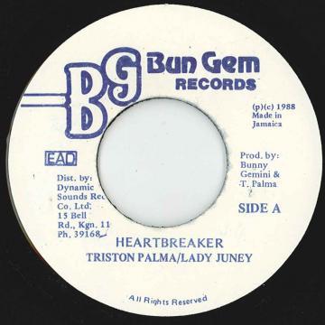 7inch Record TRISTAN PALMER LADY JUNIE Heartbreaker NONE Bun Gem Records 1988 Jamaica Reggae Ska Dub Used