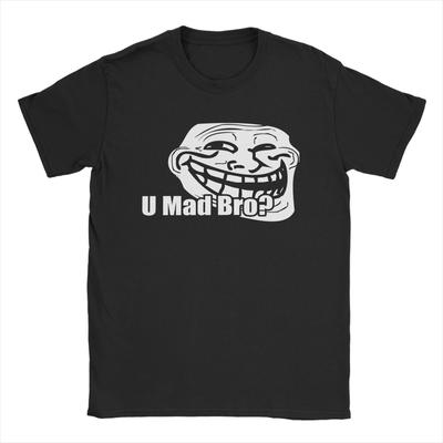 Ты Злишься Бро Trollface Мем Графическая Футболка Летняя Хип-Хоп Футболки Мужские Хлопок Круглый Вырез 4XL 5XL 6XL Топ Футболки Короткий Рукав Футболка
