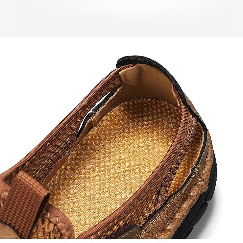 Летняя мужская повседневная обувь Кожаные сандалии Дышащая сетчатая обувь