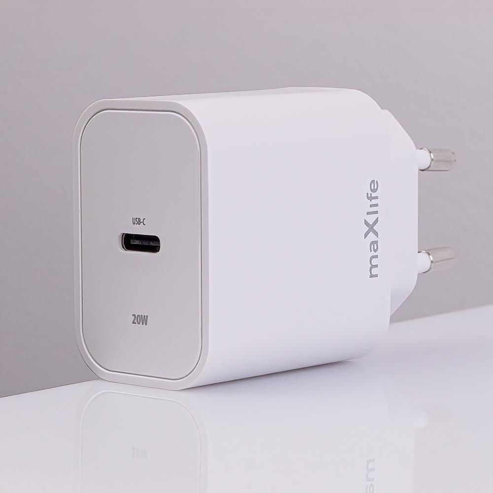 Maxlife Ładowarka Sieciowa Pd Qc Mxtc-06-20C 1X Usb-C 20W Biała + Kabel Usb-C - Lightning 20W