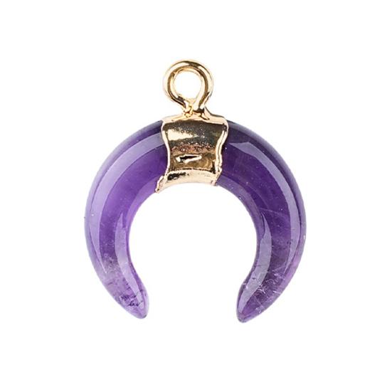 DIY Pendant Gold-Plated Edging Crescent Horn Design Natural Imitation Crystals Jade Necklace Bracelet Earrings Charm DIY Jewelry Making