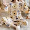 Cartoon Cute Patterned Long Sleeved Pajamas Set Female Spring Sleepwear Comfortable Cotton Round Neck Pajamas