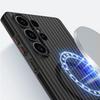 Подходит для Samsung S25 Ultra Магнитный чехол для мобильного телефона S24 Матовый гофрированный S25 Противоскользящая полоса ПК Жесткий защитный чехол