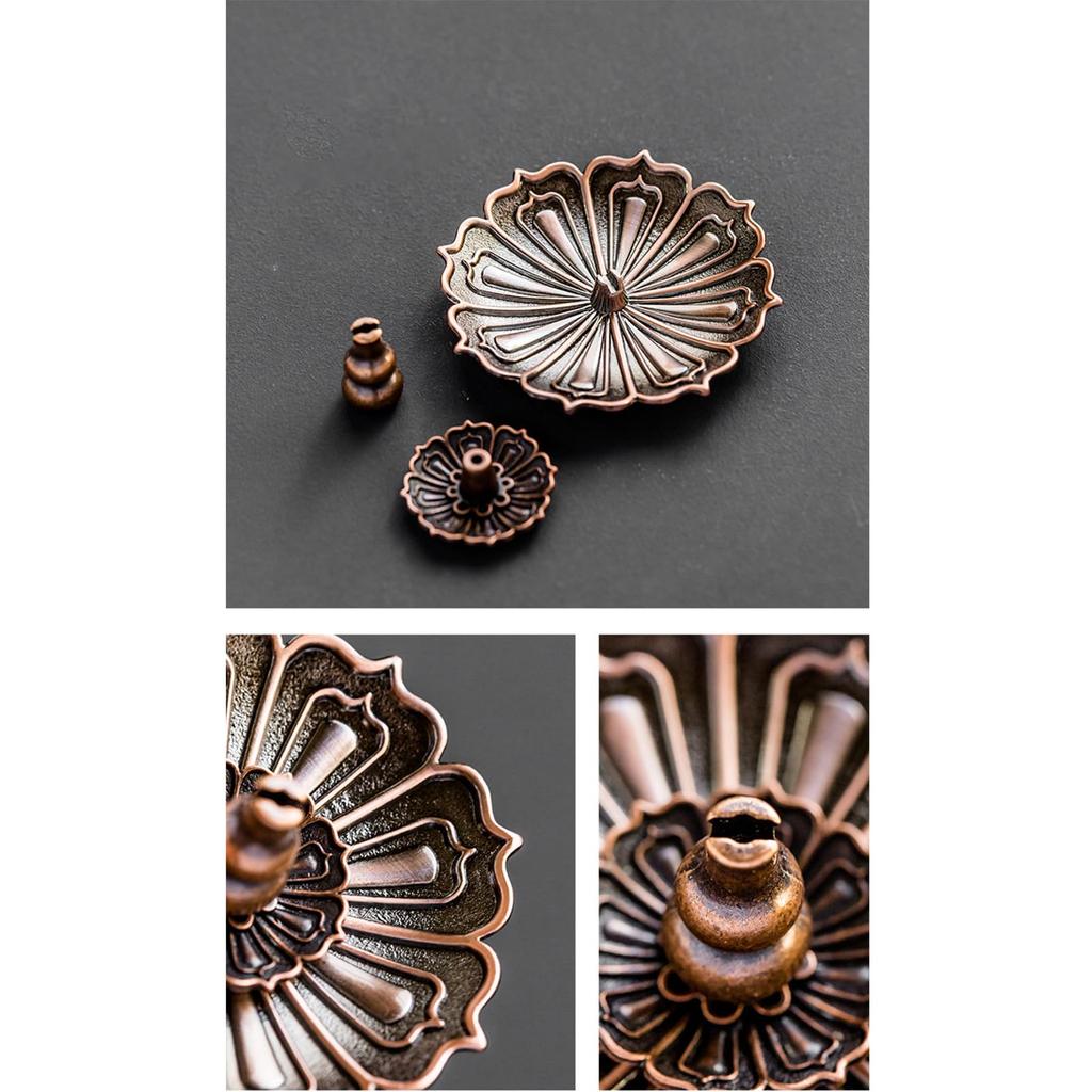 YiyiLai Набор из 4 латунных мини-подставок для благовоний, включает подставку для палочек и подставку для благовоний в виде завитка, расслабляющую подставку для благовоний для могил и буддийских алтарей, и