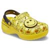 Crocs X Smiley Классические клоги на толстой подошве Сандалии с лицом смайлика и облаками Желто-черные Женские 207233-90H
