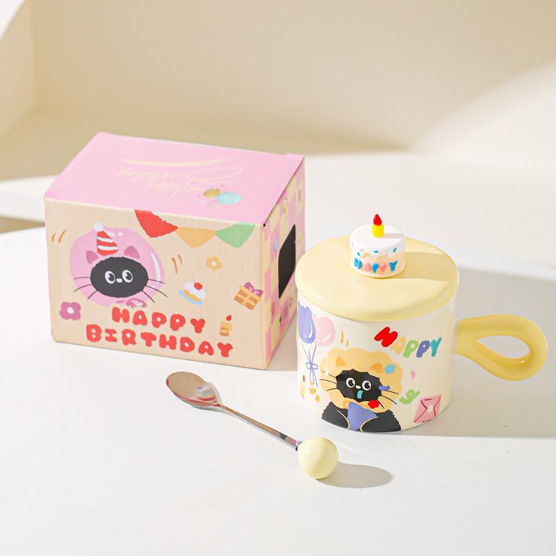 Милая мультяшная кошка керамическая кружка пара чашка для воды подарочная коробка высокой ценности сувенир подарок на день рождения чашка для завтрака