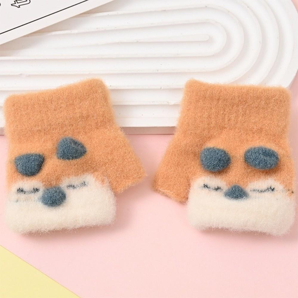 Cute Cartoon Children's Gloves Knitted Warm Gloves New Fingerless Mitten Autumn Winter