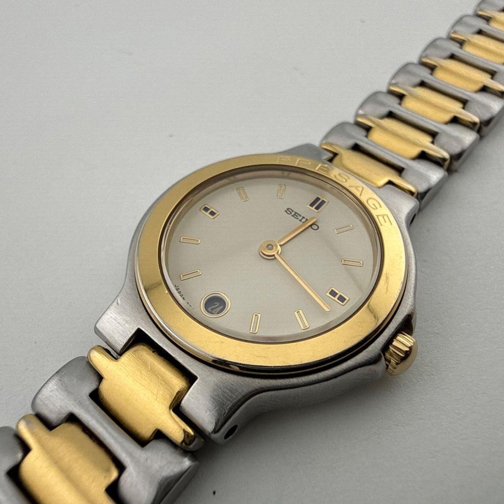 Б/у SEIKO 3E29-0050 Seiko PRESAGE Женские часы Кварцевые Рабочие Батарея заменена Плохой ремешок [S428]