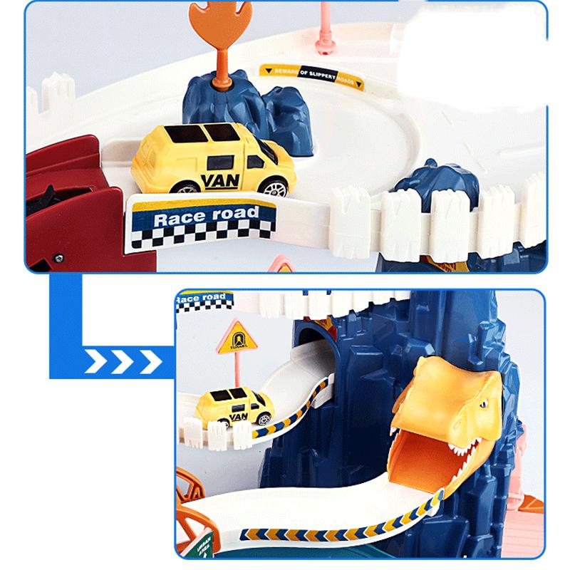 Динозавр Железнодорожный Трек Автомобиль Игрушка Дино Приключения Изогнутый Дорожный Трек Электрический Рельсовый Транспорт Дети Мальчики Интерактивные Игры Подарки На День Рождения