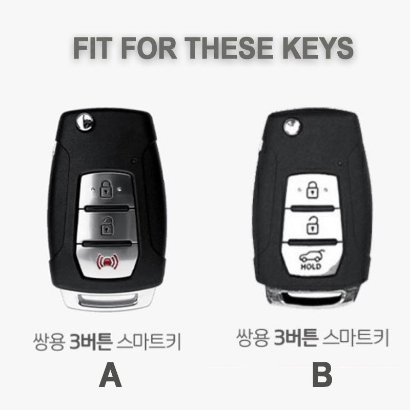 3 Buttons TPU Car Key Cover Case for Ssangyong Tivoli 2020 Rexton Korando C Keyless Interior Accessories