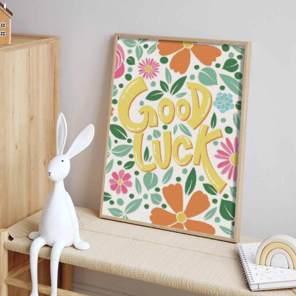 Diamond painting kit. full diamond round mosaic Good Luck floral handmade. home decoration gift