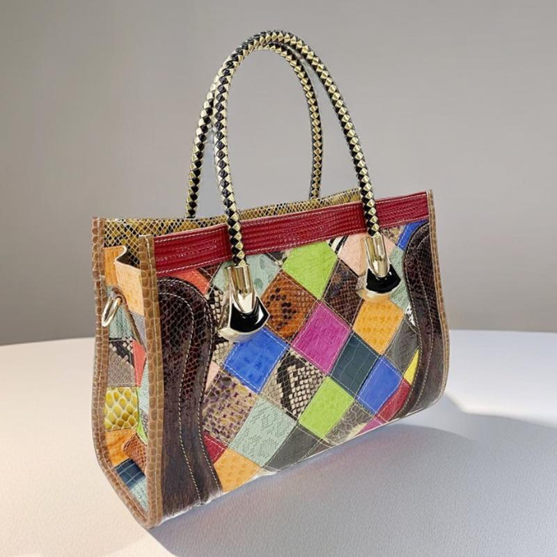 Кожаные женские сумки Цветные кожаные сумки в клетку Сумки-мессенджеры на одно плечо с доставкой