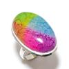 Natural Rainbow Solar Quartz Gemstone Handmade 925 Sterling Silver Ring S.6 O7l04
