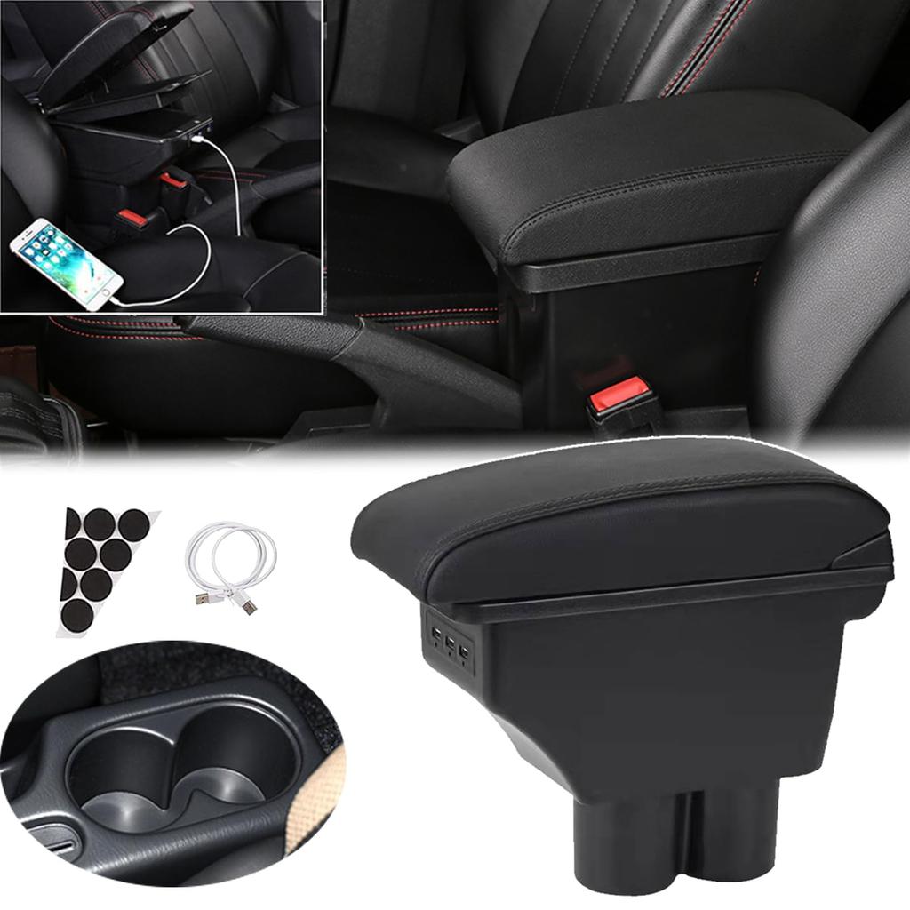 Akmsx JIMNY Car Armrest for and No Assembly Large Capacity Storage Center Console Box with USB Charging and Small Item Ideal for Black JB23, JB33,