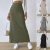 Slim Fit Women Skirt Elegant Women's High Waist Maxi Skirt with Side Slit Ribbed Knitting Design Solid Color Slim Fit Long for A
