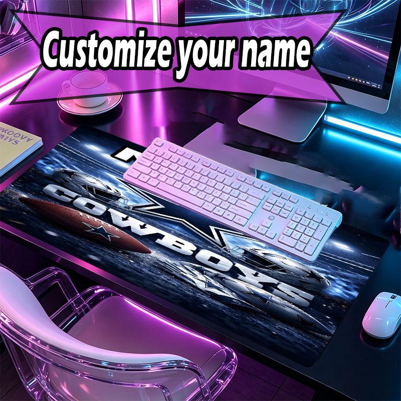 Custom Name Personalized Dallas Cowboys Pattern Mousepad, Laptop PC Desk Mat, Decorative Desk Mat for Home Keyboard Pad Gift