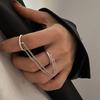 Double Finger Chain Ring Stackable Adjustable Unisex Two Layers Chain Opening Ring Jewelry Gifts