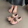 Velcro Pearl Mary Jane Shoes Women's Spring and Summer Casual Not Tired Feet Soft Sole Outer Wear Temperament Fairy Style Evening Single Shoes
