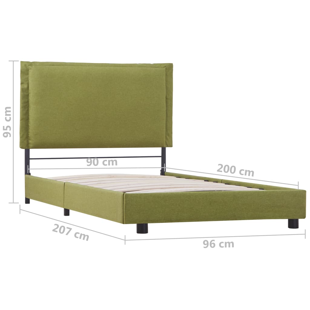 Bed Frame in Green Fabric 90 x 200 cm