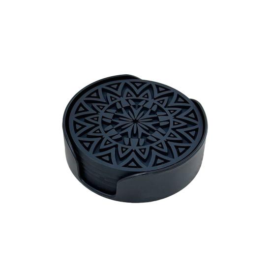 Набор из 6 силиконовых подставок для напитков, утолщенный нескользящий коврик под чашку с держателем, термостойкий поднос для кофе для горячих холодных напитков