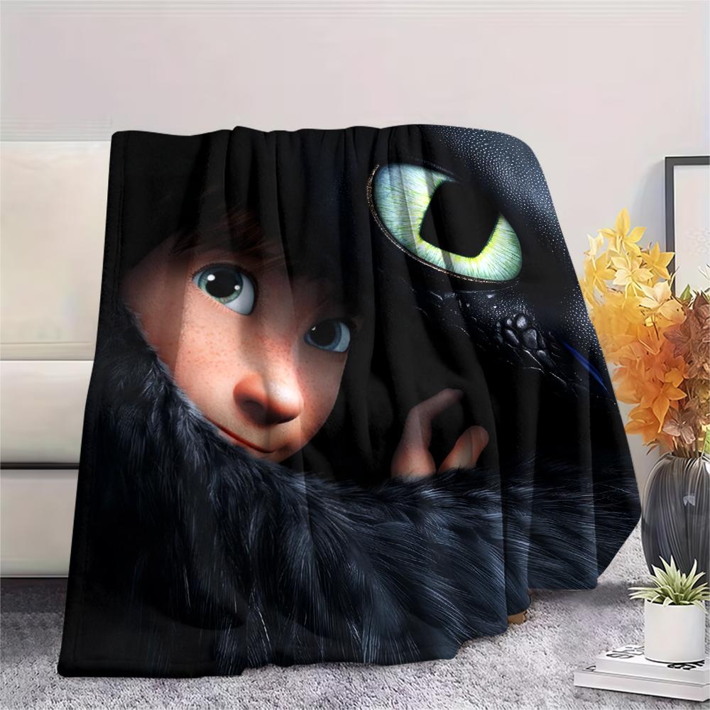 How to Train Your Dragon Hiccup & Toothless Flannel Blanket, High quality Comfortable for All Seasons, Home Decor, Warmth and Comfort for Gifts.