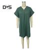 Летнее женское платье с V-образным вырезом и пуговицами с короткими рукавами Свободный однотонный пуловер Повседневная повседневная одежда Мини-платье для свиданий