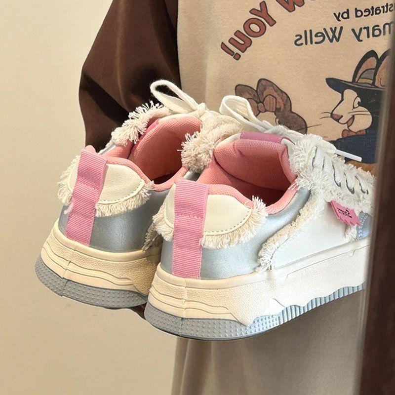 Нишевые белые туфли на платформе женские 2025 новые весенне-осенние студенческие универсальные шикарные туфли холщовые повседневные легкие кеды