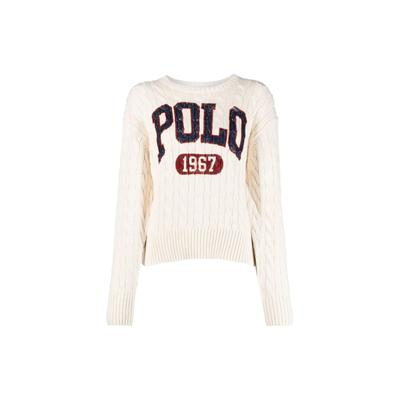 Polo SS22 Логотип Принт Толстый Трикотажный Свитер Женский свитер Белый 211872817-001