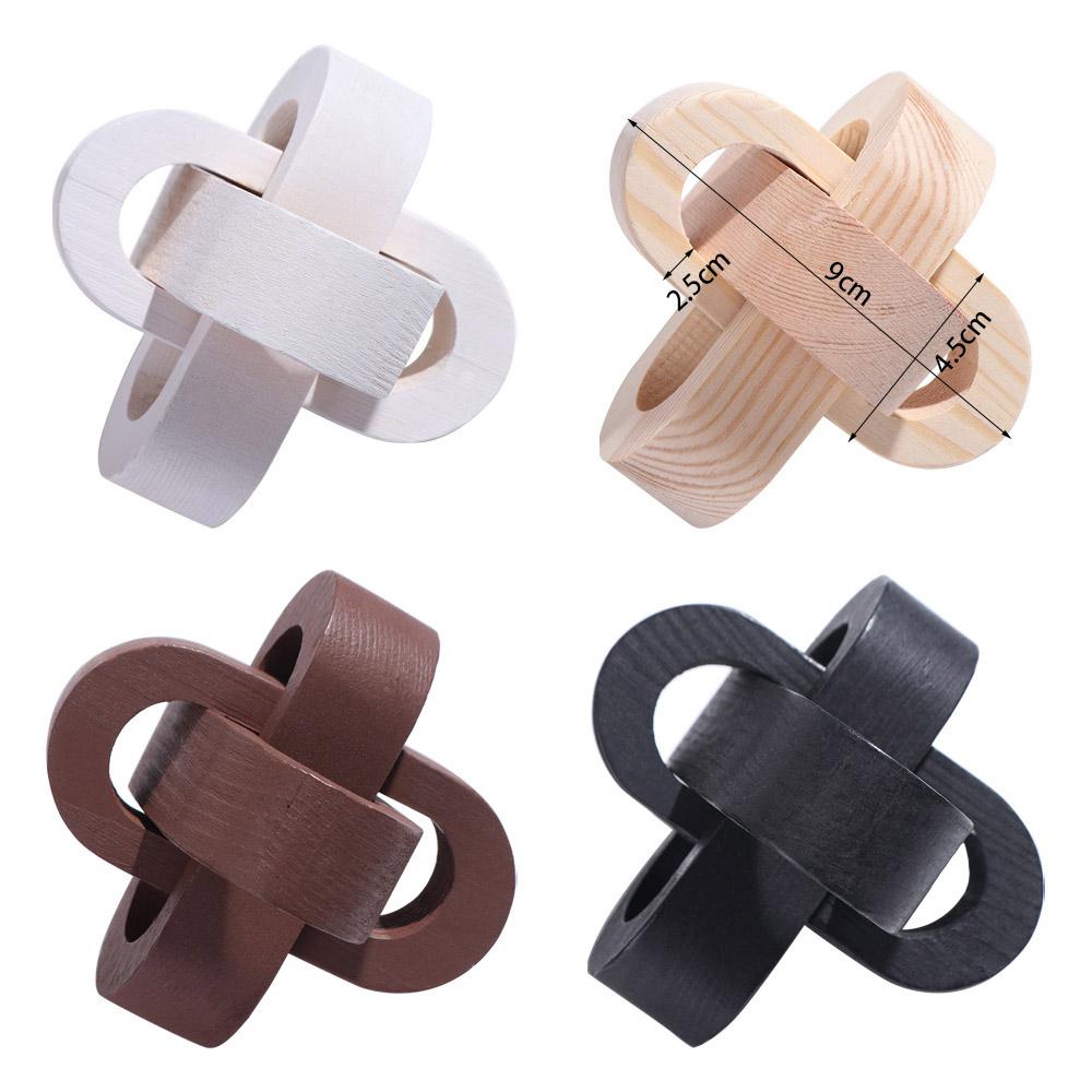 Art Craft Wooden Buckle Hand-carved Wooden Chain Ball Boho Style Wood Knot Ornament Office