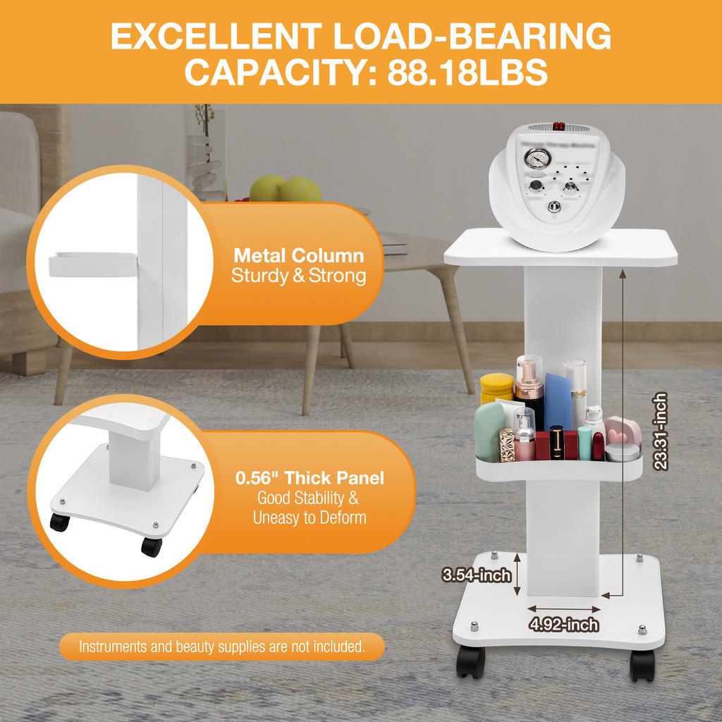 White Beauty Salon Professional Equipment Rolling Trolley Cart Desktop Mobile Storage Rack Multi Layer Storage Tool Tray 35*38*69cm