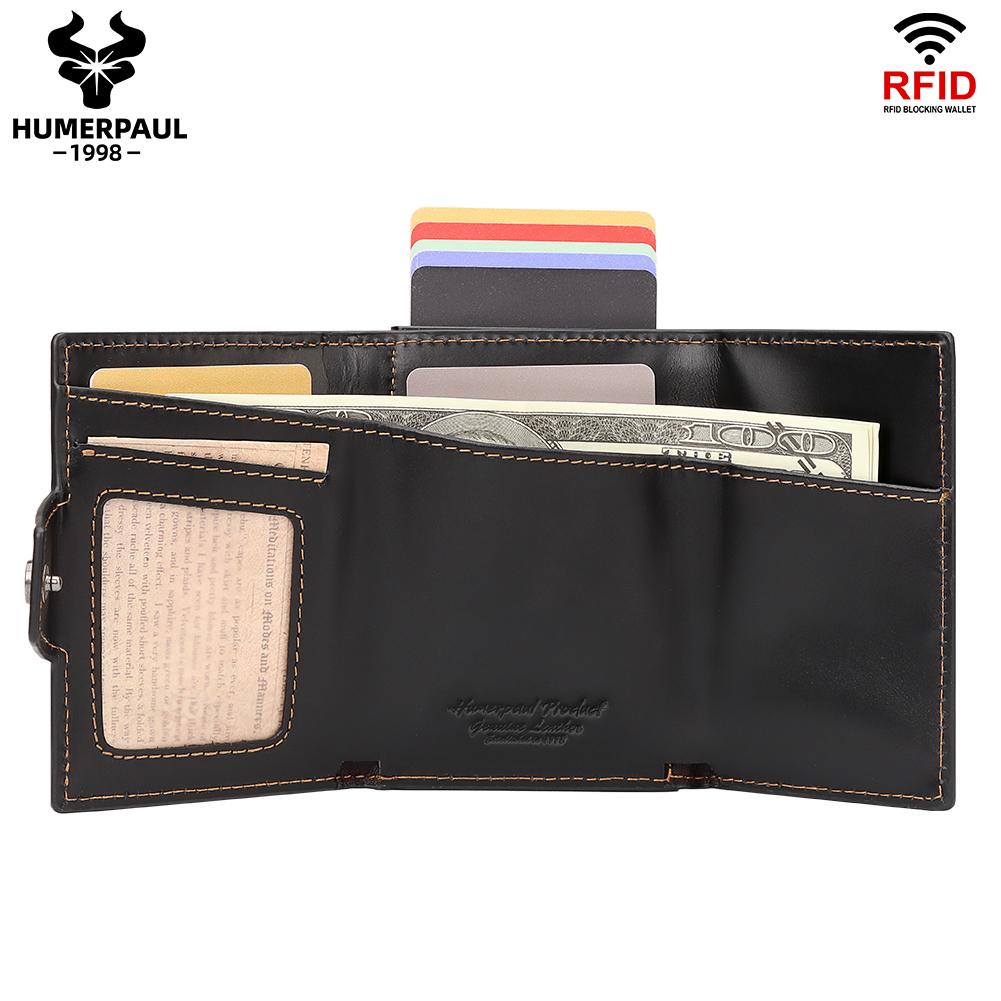 Humerpaul Мужской кожаный кошелек для монет из 100% коровьей кожи, держатели для карт и удостоверений личности