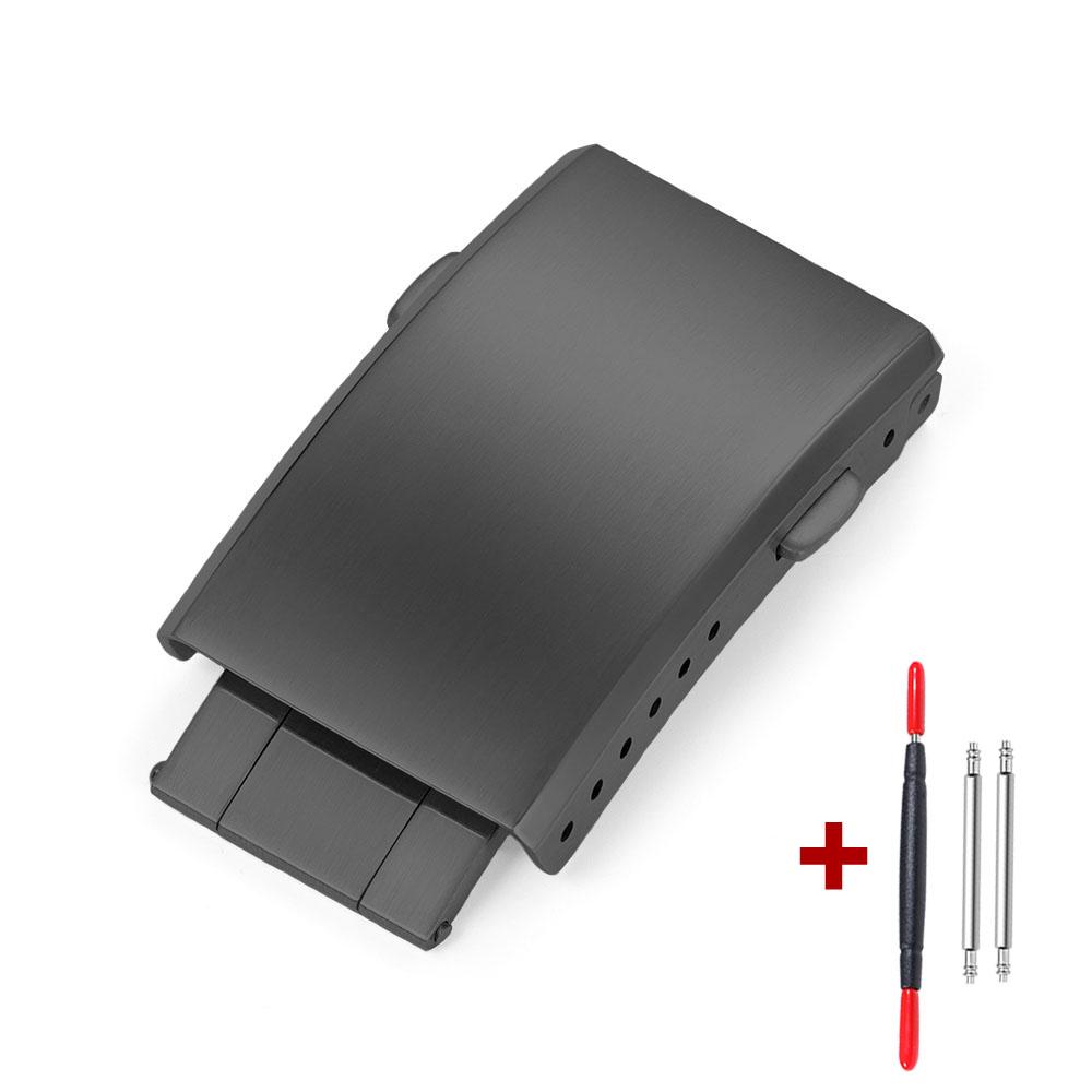 Extended Fold Solid Watch Buckle for Seiko 18mm 20mm 22mm Silver Double Push Safety Milled Clasp Stainless Steel Watchband Clasp