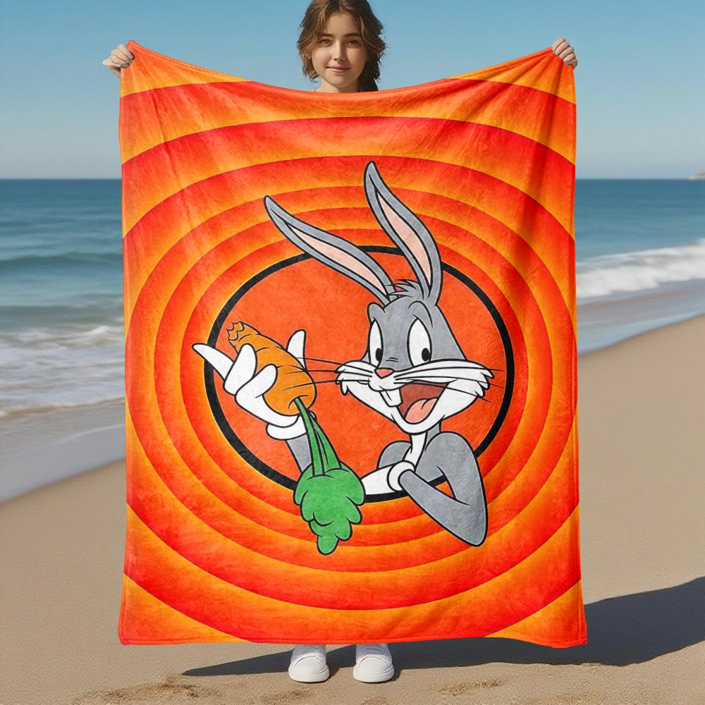 1pc Bugs Bunny carrotOutdoor Flannel Blanket Soft Plush Decor for Picnics, camping,Bedroom, Playroom, or Lunch Breakn1148A